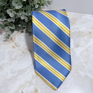 NWOT Brooks Brothers Men's Silk Tie Stain Resistant Blue Yellow 3 1/2" x 59 1/2"